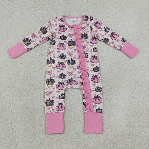 LR3061 RTS baby girl clothes pumpkin baby girl halloween clothes romper onesie