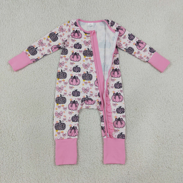LR3061 RTS baby girl clothes pumpkin baby girl halloween clothes romper onesie