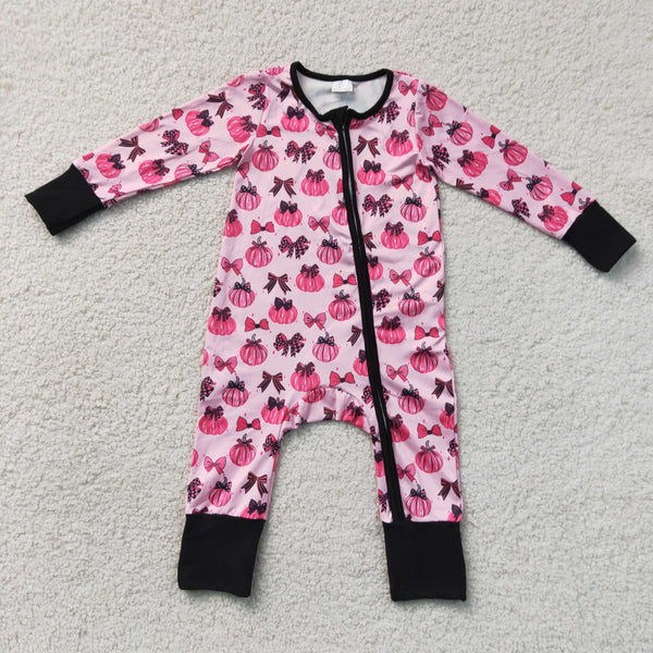 RTS LR3069 baby girl clothes pumpkin toddler girl fall romper halloween clothes
