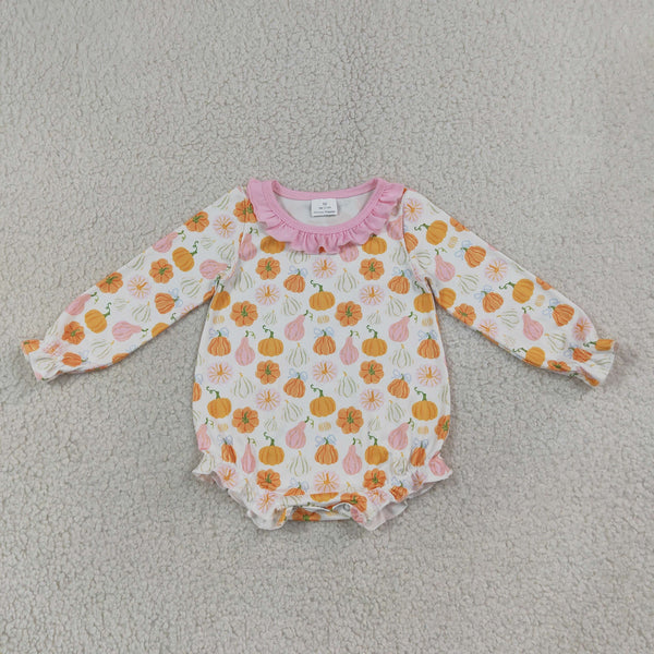 LR3098 RTS Girl Winter Bubble Winter Onesie Blue Halloween Clothes Pumpkin fall Clothes