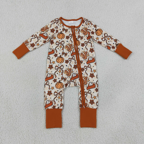 LR3119 RTS baby winter clothes pumpkin fall halloween romper