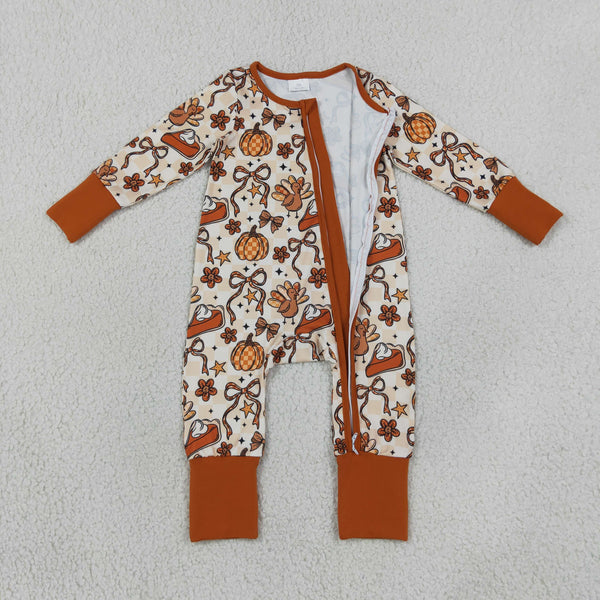 LR3119 RTS baby winter clothes pumpkin fall halloween romper