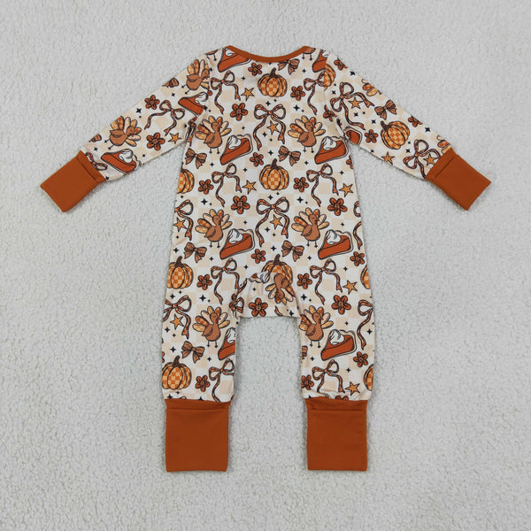 LR3119 RTS baby winter clothes pumpkin fall halloween romper