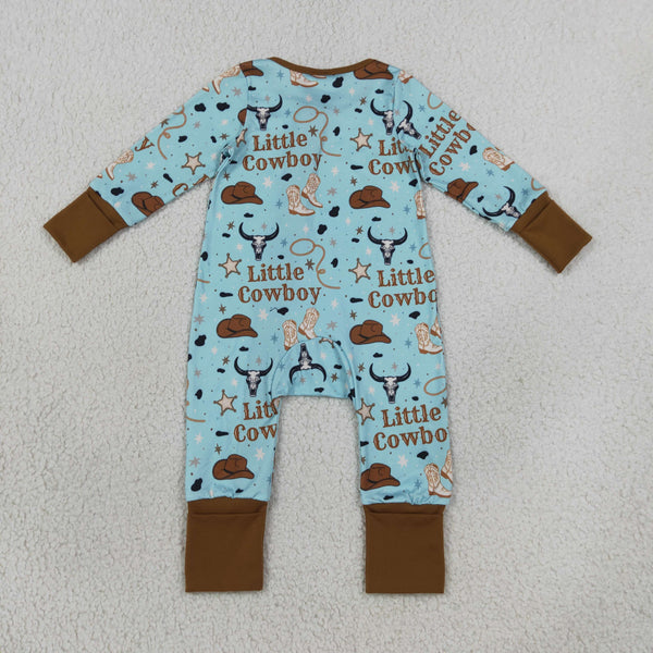 RTS LR3124 baby boy clothes little cowboy letter print long sleeve romper