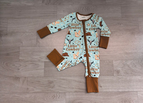 no MOQ LR3124 pre-order baby boy clothes cowboy print toddler boy winter romper-Real pic 2026.8.12