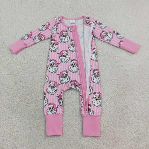 RTS Matching clothing kids christmas santa stripe print toddler girl long sleeve pajama set-2026.10.8