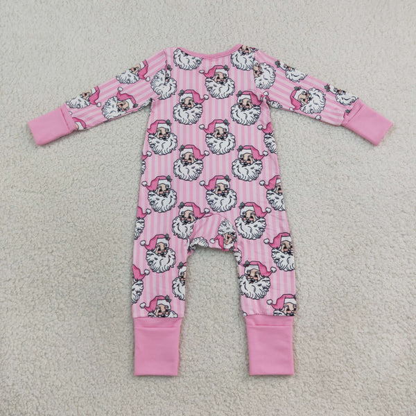 RTS Matching clothing kids christmas santa stripe print toddler girl long sleeve pajama set-2026.10.8