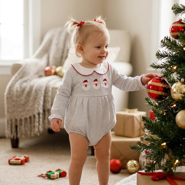 RTS LR3136 baby clothes christmas embroidery long sleeve romper