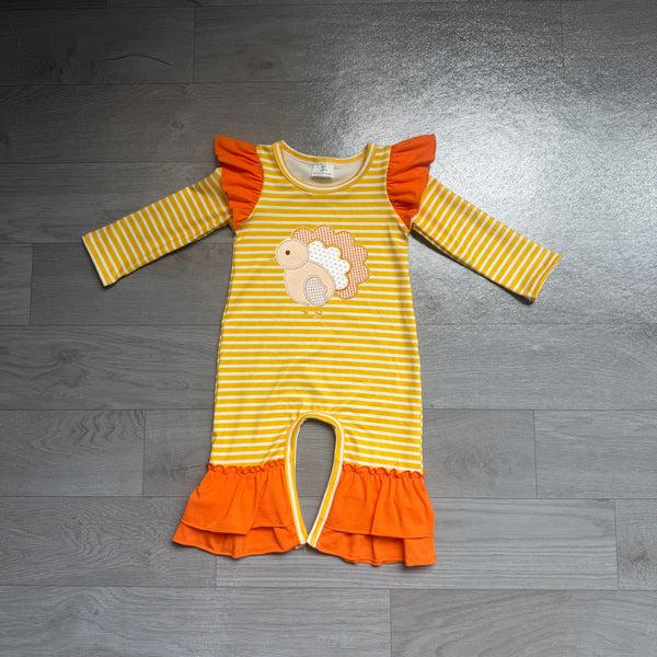LR3144  pre-order baby girl clothes turkey embroidery girl thanksgiving winter romper-real pic 2026.7.26