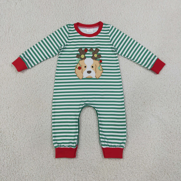 RTS LR3146 baby boy clothes christmas reindeer embroidery print long sleeve romper