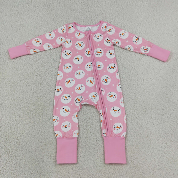 RTS LR3165 baby girl clothes snowman mixed print long sleeve romper