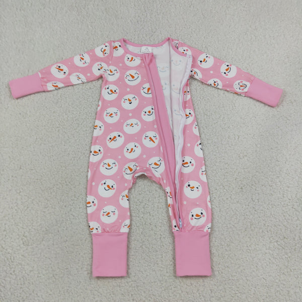 RTS LR3165 baby girl clothes snowman mixed print long sleeve romper