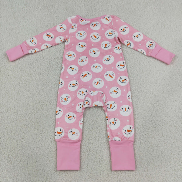 RTS LR3165 baby girl clothes snowman mixed print long sleeve romper