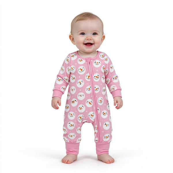 RTS LR3165 baby girl clothes snowman mixed print long sleeve romper