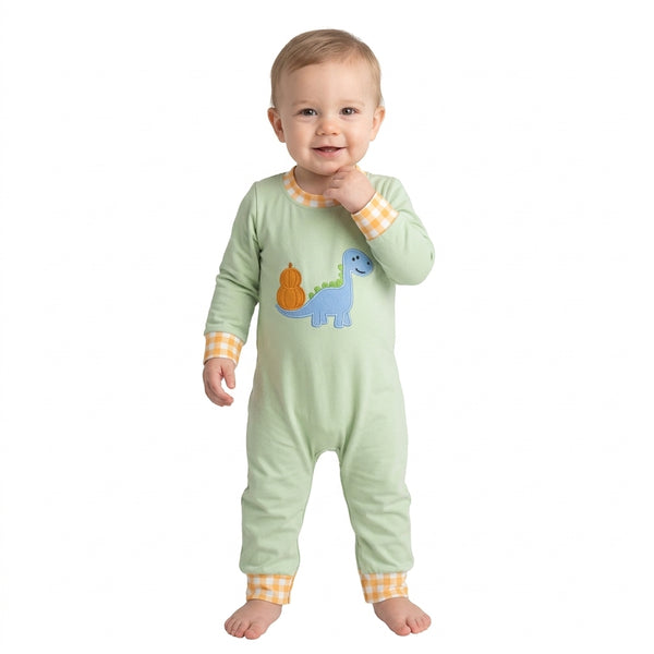 RTS LR3168 baby clothes dinosaur pumpkin embroidery long sleeve romper halloween clothes