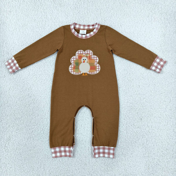 RTS LR3170 baby romper thanksgiving clothes turkey embroidery long sleeve romper