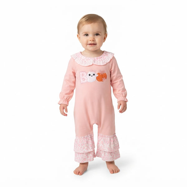 RTS LR3223 baby girl clothes ghost embroidery long sleeve romper