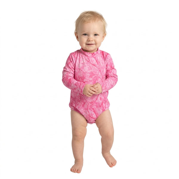 RTS LR3224 baby romper pink tie dye print long sleeve romper winter clothes