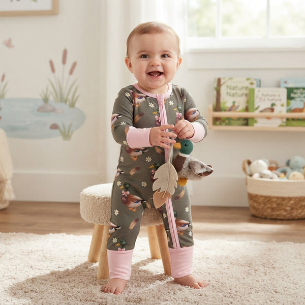 RTS LR3225 baby boy clothes duck print long sleeve romper