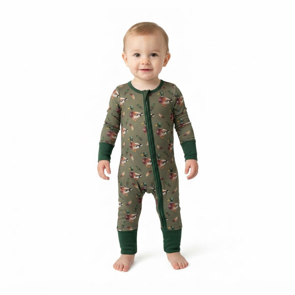 RTS LR3232 baby boy clothes duck print long sleeve romper zip romper winter clothes