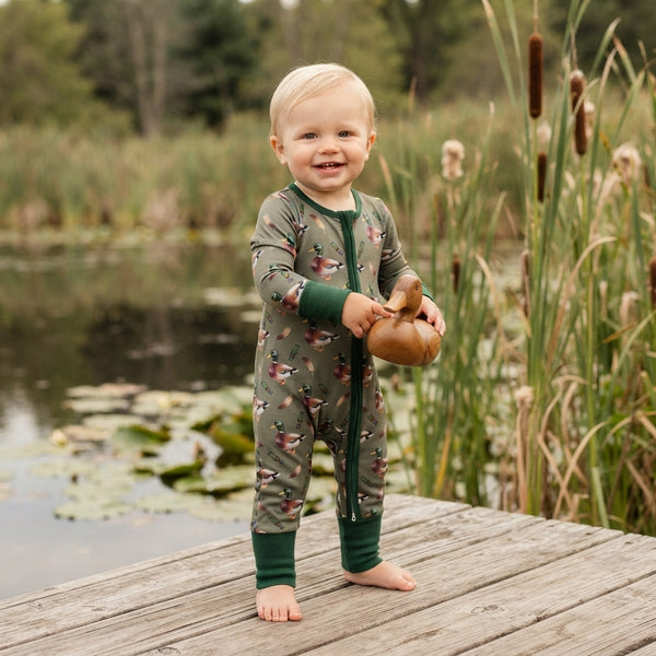 RTS LR3232 baby boy clothes duck print long sleeve romper zip romper winter clothes