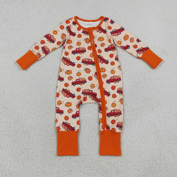 RTS Matching clothing family thanksgiving pumpkin truck print kid long sleeve romper pant blanket fall clothing-2026.9.19