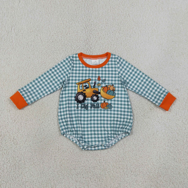 RTS Matching clothing fall tractor pumpkin print kid long sleeve romper top pant fall clothing-2026.9.18