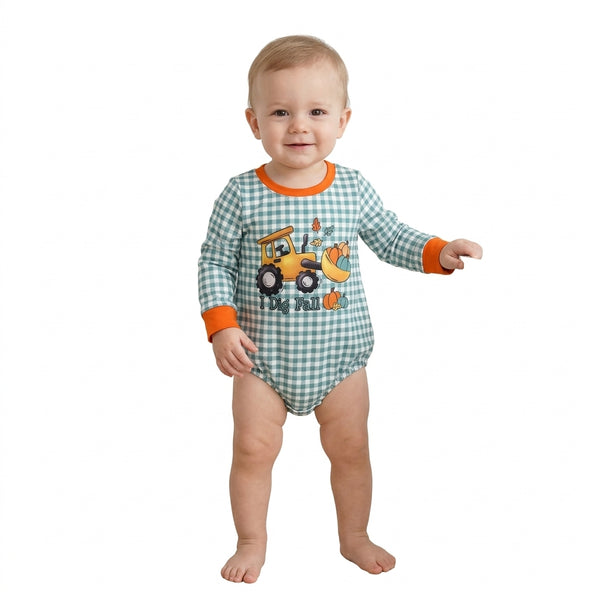 RTS LR3237 baby clothes fall harvest truck print long sleeve romper