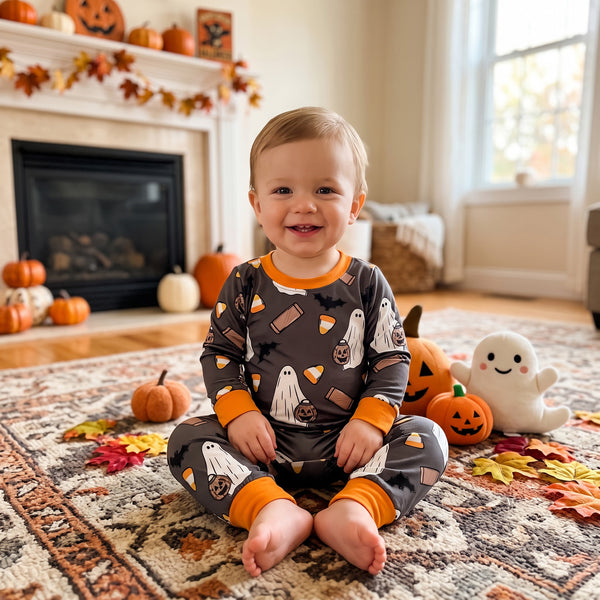RTS LR3241 baby clothes halloween ghost print long sleeve romper outfit