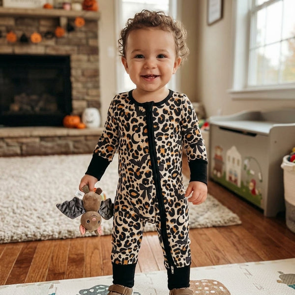 RTS LR3242 baby clothes leopard print long sleeve romper