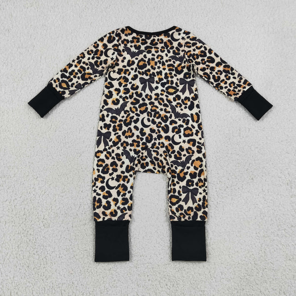 RTS Matching clothing family halloween leopard bat moon bow mixed print kid long sleeve romper pant blanket fall clothing-2026.9.19
