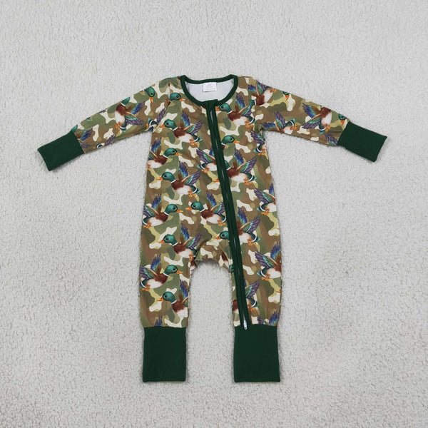 RTS LR3249 baby clothes camo duck print long sleeve romper