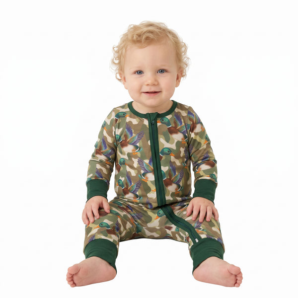 RTS LR3249 baby clothes camo duck print long sleeve romper