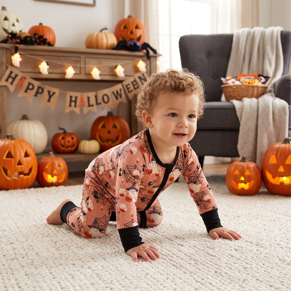 RTS LR3250 baby clothes halloween ghost pumpkin print long sleeve romper outfit