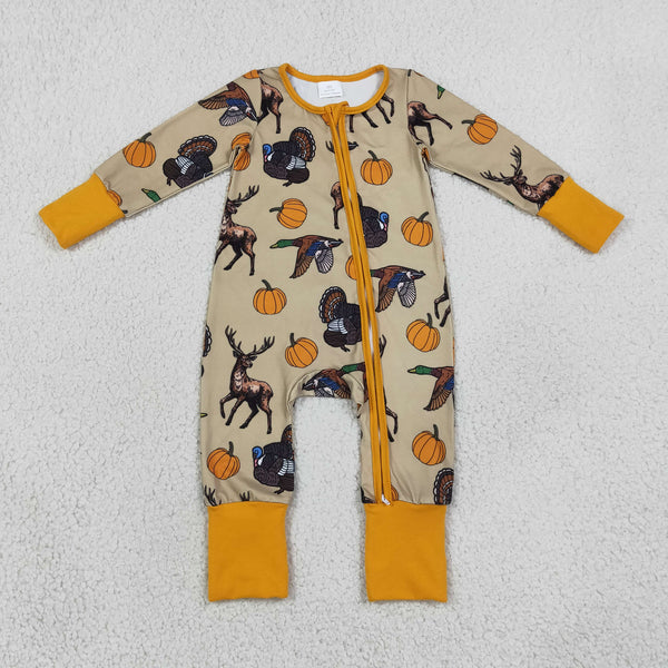RTS Matching clothing thanksgiving deer turkey print kid long sleeve romper pant blanket fall clothing-2026.9.17