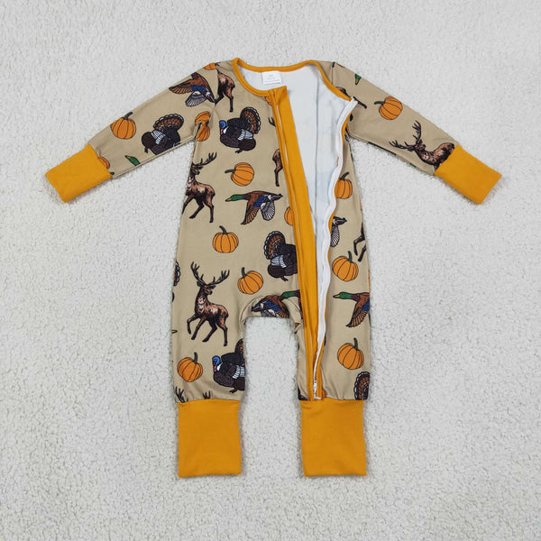 RTS Matching clothing thanksgiving deer turkey print kid long sleeve romper pant blanket fall clothing-2026.9.17