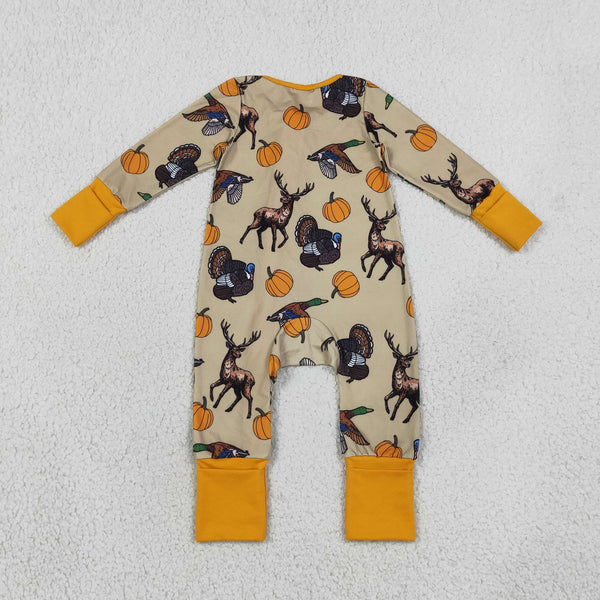 RTS Matching clothing thanksgiving deer turkey print kid long sleeve romper pant blanket fall clothing-2026.9.17