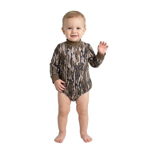 RTS LR3259 baby romper camo print long sleeve romper mock neck winter romper