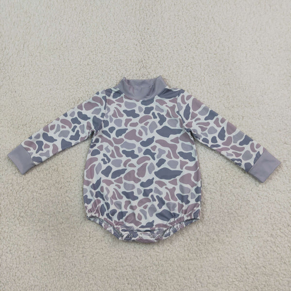 RTS LR3260 baby clothes camo print long sleeve romper mock neck winter bubble