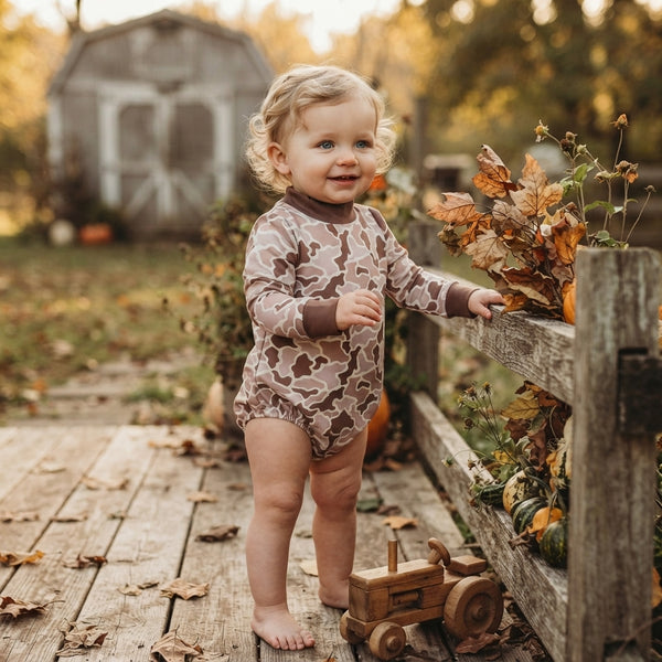 RTS LR3263 toddler girl clothes camouflage print long sleeve romper