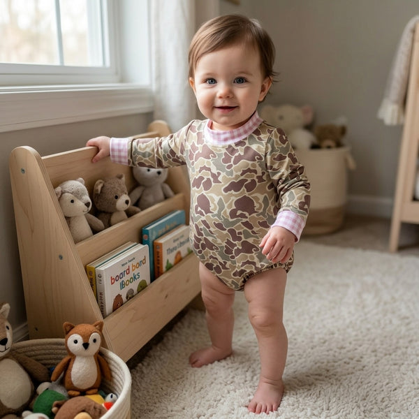 RTS LR3280 baby romper camouflage print long sleeve romper