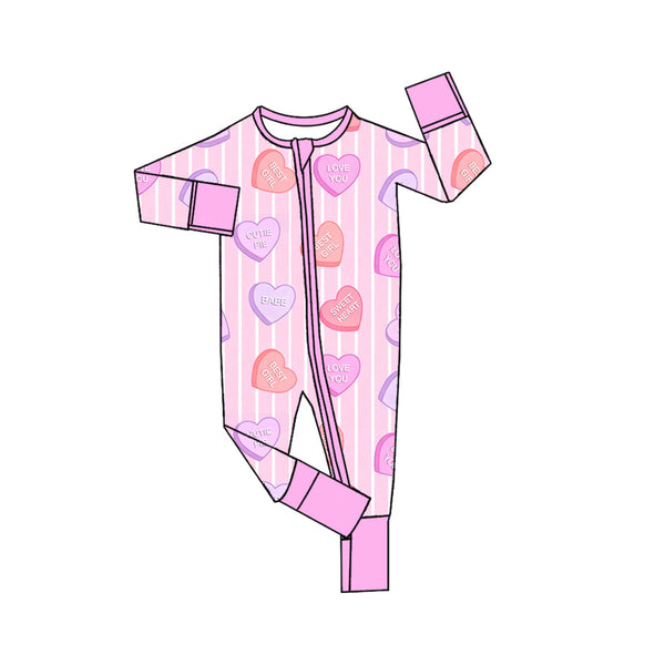 Preorder MOQ 5 pcs Each Style Valentine's Love Stripe Pink Purple Kids Matching Clothes-2026.8.27