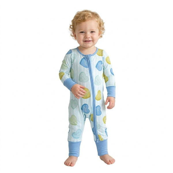 RTS LR3326 baby romper Valentine heart print long sleeve romper valentines day clothes