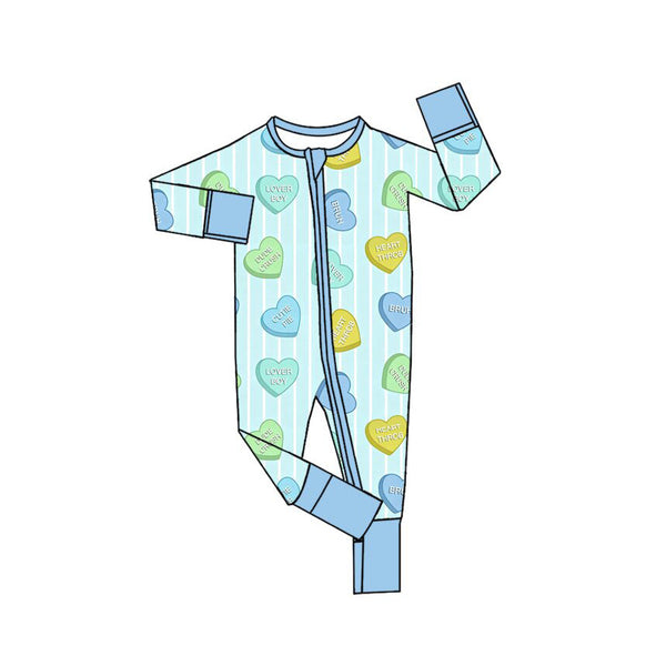Preorder MOQ 5 pcs Each Style Valentine's Love Stripe Blue Kids Matching Clothes-2026.8.27
