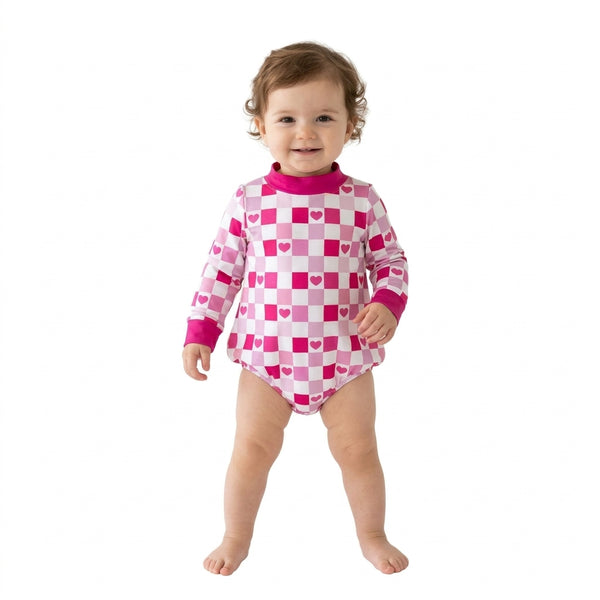 RTS LR3337 baby girl clothes heart print long sleeve romper  Valentines Day Clothes