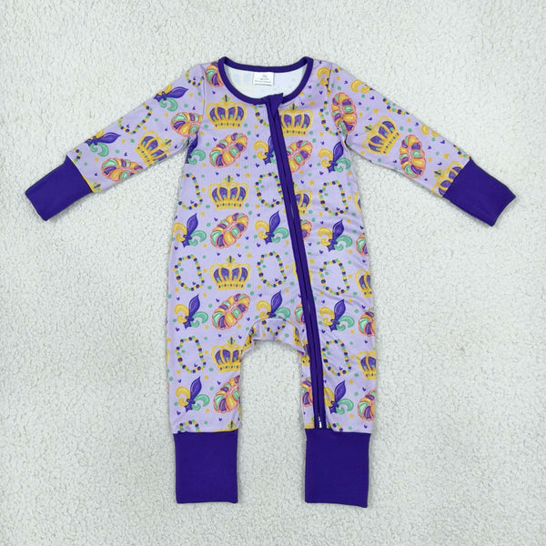 RTS Matching clothing kids Mardi Gras crown print long sleeve clothes-2026.10.27