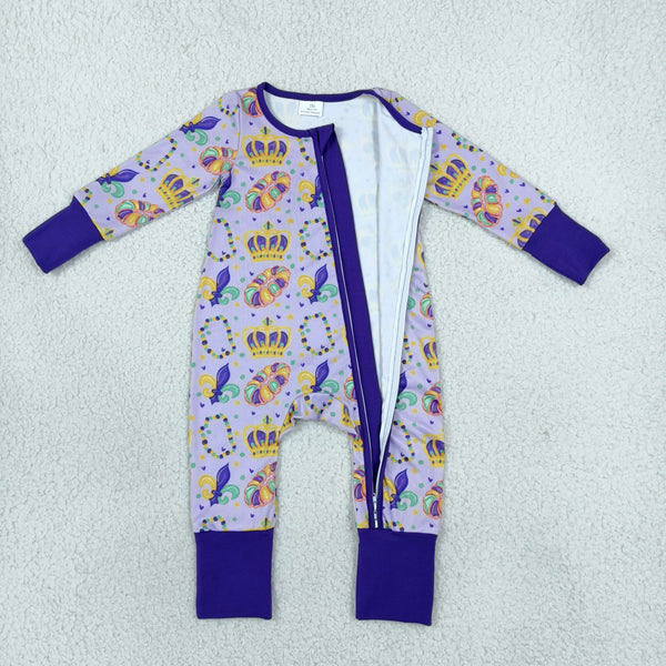 RTS Matching clothing kids Mardi Gras crown print long sleeve clothes-2026.10.27