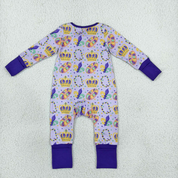 RTS LR3341 baby romper long sleeve romper Mardi Gras Clothes