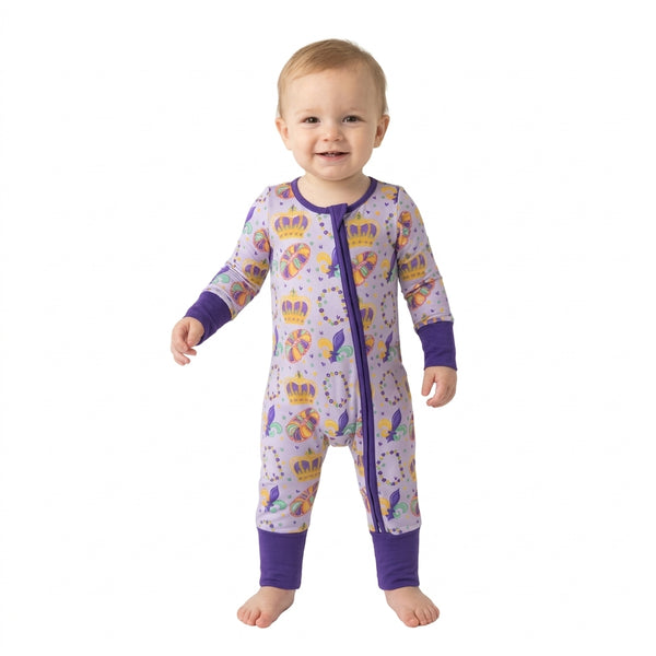RTS LR3341 baby romper long sleeve romper Mardi Gras Clothes