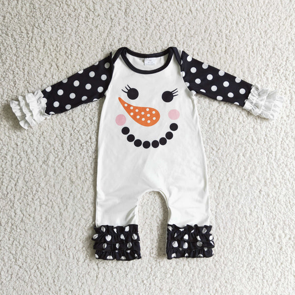 LR0192 baby girl clothes snowman winter romper